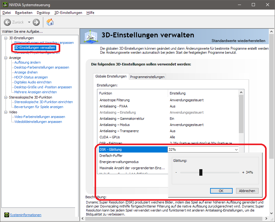 Nvidia Systemsteuerung DSR aktivieren